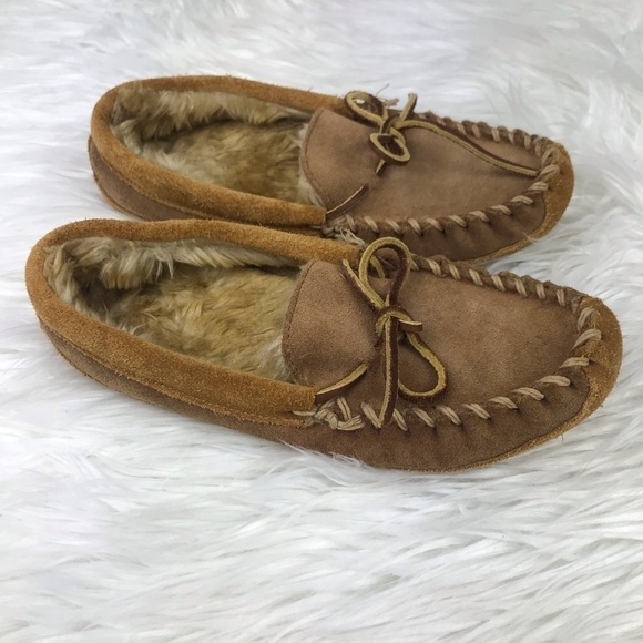 l.l. Bean Youth Moccasin Slippers Unisex Brown 3 - Picture 1 of 8